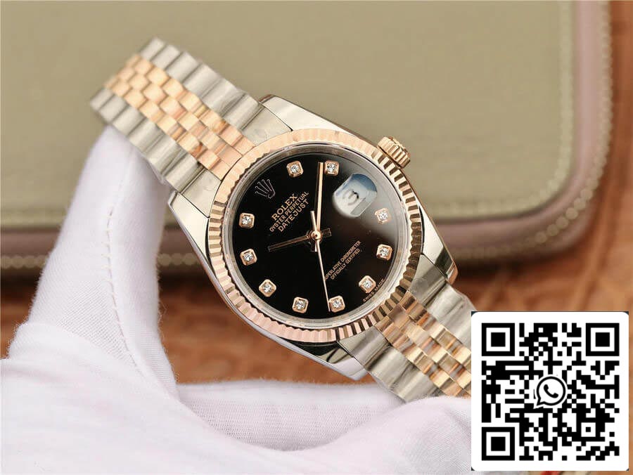 Rolex Datejust 116231 1:1 Mejor edición GM Factory esfera de diamantes negros