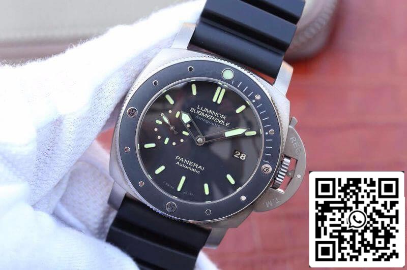 Panerai Luminor Sumergible PAM389 VS fábrica 1:1 Mejor Edición Swiss ETA P9000 Correa de Caucho Negra