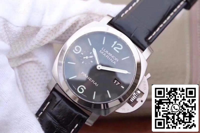 Panerai Luminor Marina 1950 PAM312 VS Factory 1:1 Mejor edición Swiss ETA P9000 Esfera negra Correa de cuero negra