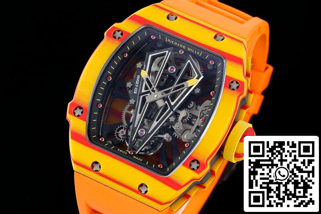 Richard Mille RM27-03 Rafael Nadal Tourbillon 1: 1 Best Edition RM Factory cinturino in caucciù arancione