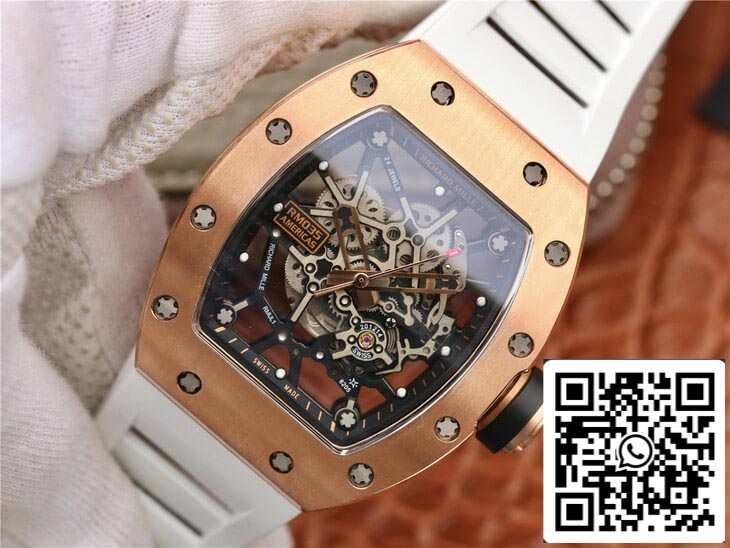 Richard Mille RM035 Americas KV Factory 1:1 Best Edition Rose Gold White Strap