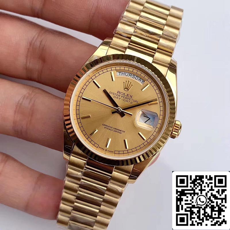 Rolex Day Date M128238-0045 1:1 Best Edition EW Factory Quadrante champagne svizzero ETA3255