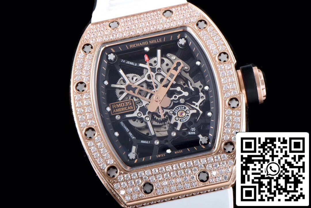 Richard Mille RM035 Americas 1:1 Best Edition KV Factory Caja de diamantes en oro rosa