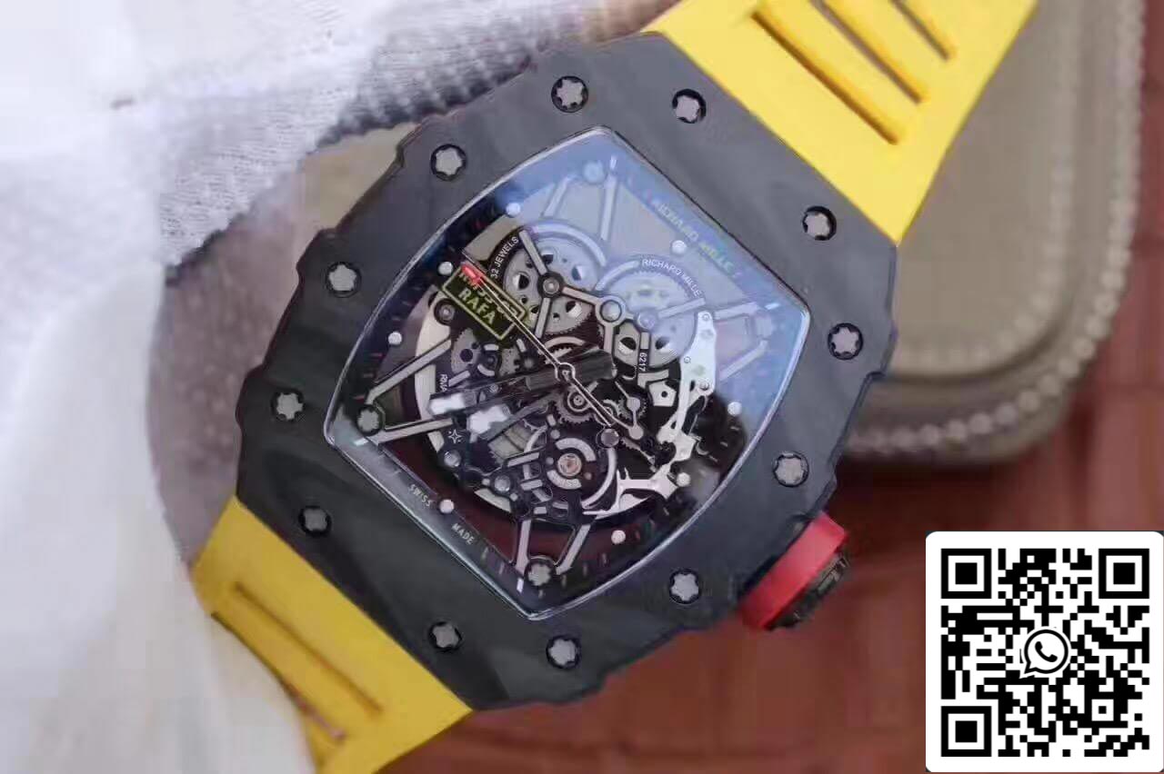 Richard Mille RM35-02 KV Factory 1:1 Best Edition Swiss ETA8215 cinturino in caucciù giallo