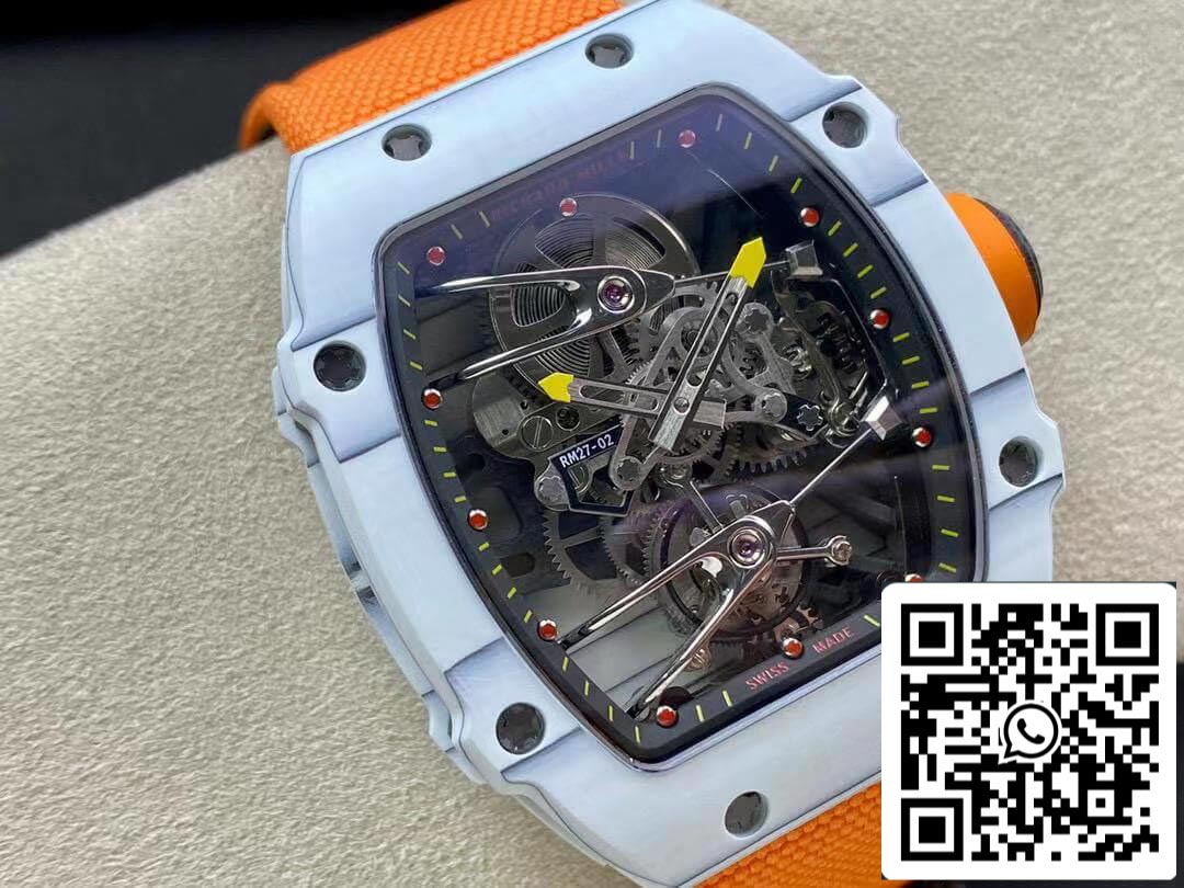 Richard Mille RM27-02 1:1 Mejor Edición RM Factory Skeleton Tourbillon Correa Naranja