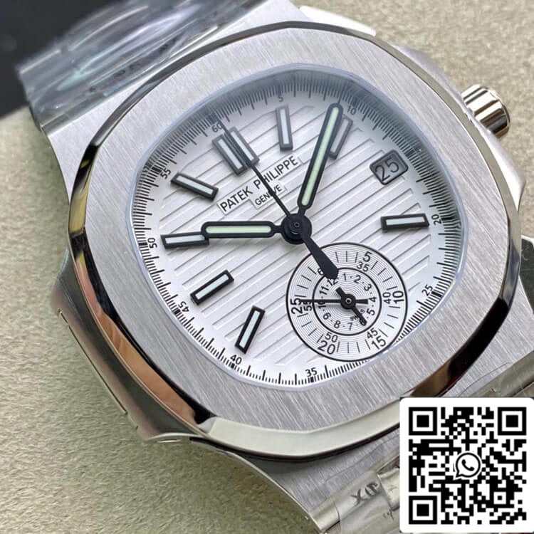 Patek Philippe Nautilus 5980/1A-019 1:1 Mejor Edición 3K Factory V2 Esfera Blanca