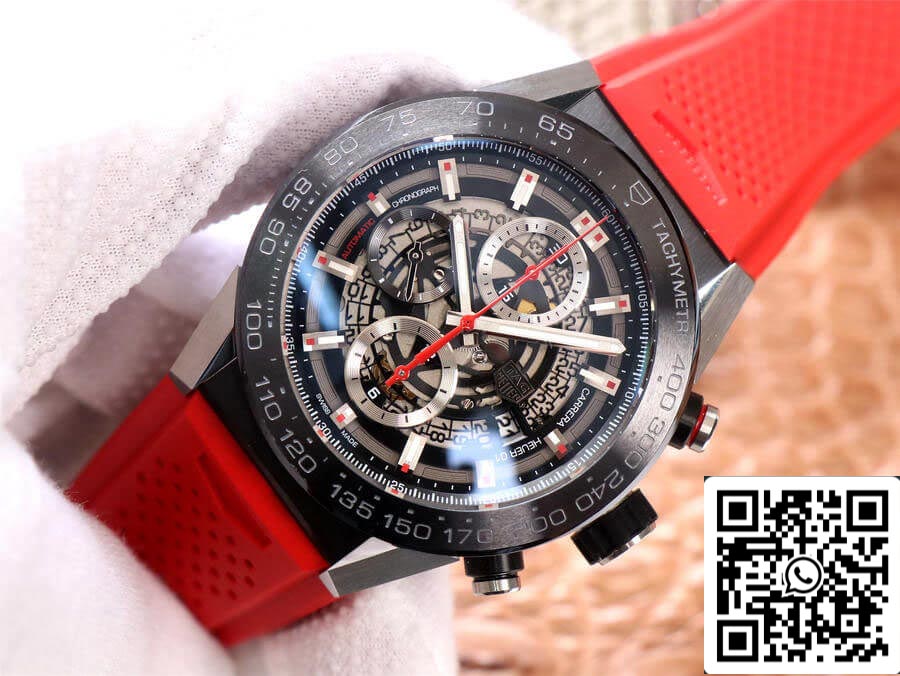 TAG Heuer Carrera CAR2A1Z.FT6050 1:1 Best Edition XF Factory cinturino in caucciù rosso