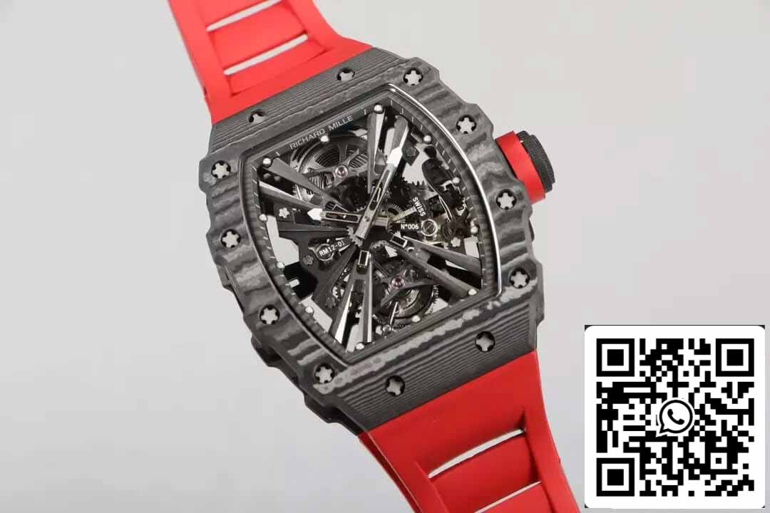 Richard Mille RM12-01 Tourbillon 1:1 Mejor edición RM Factory Esfera esqueleto de fibra de carbono