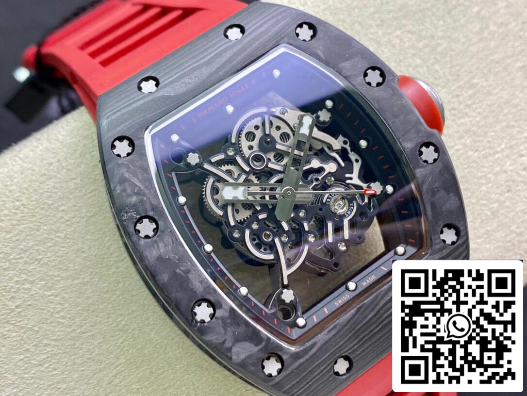 Richard Mille RM055 1:1 Best Edition KV Factory V2 cinturino rosso in fibra di carbonio