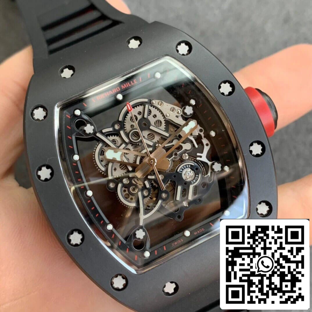 Richard Mille RM055 1:1 Best Edition KV Factory V2 cinturino in ceramica nera