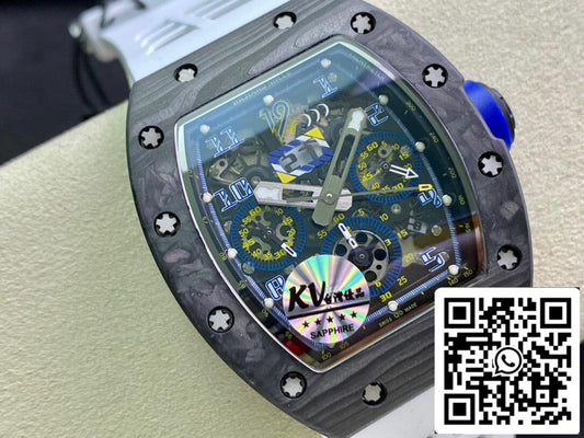 Richard Mille RM011 1:1 Best Edition KV Factory cinturino bianco in fibra di carbonio