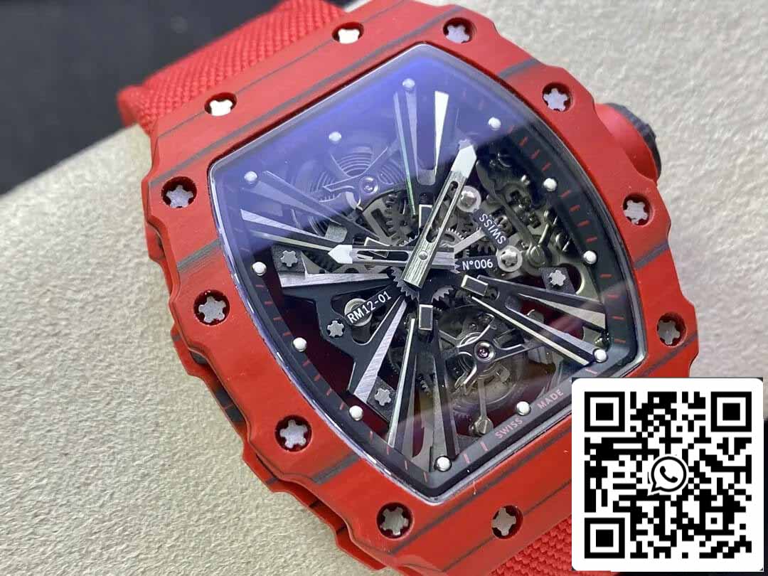 Custodia in fibra di carbonio rossa Richard Mille RM12-01 Tourbillon 1: 1 Best Edition RM Factory