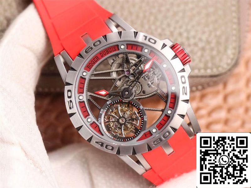 Roger Dubuis Excalibur Spider RDDBEX0572 Hollow Flight Tourbillon 1:1 Mejor Edición JB Factory Correa Roja Suiza RD505SQ