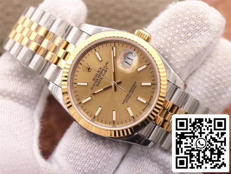 Rolex Datejust M126233-0015 1:1 Best Edition EW Factory Quadrante champagne svizzero ETA3235