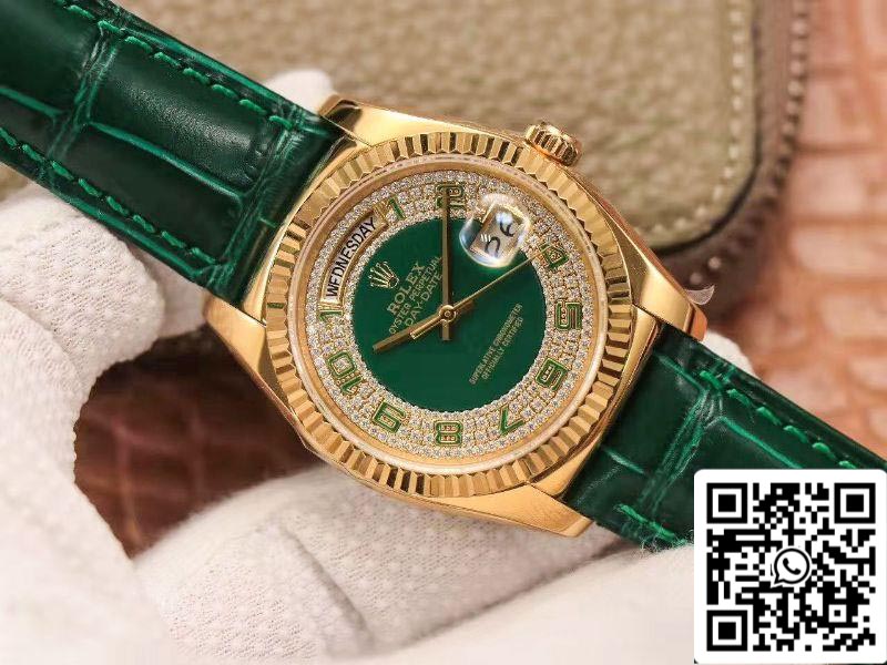 Rolex Day-Date 118138 1:1 Best Edition esfera verde con diamantes suizo ETA2836