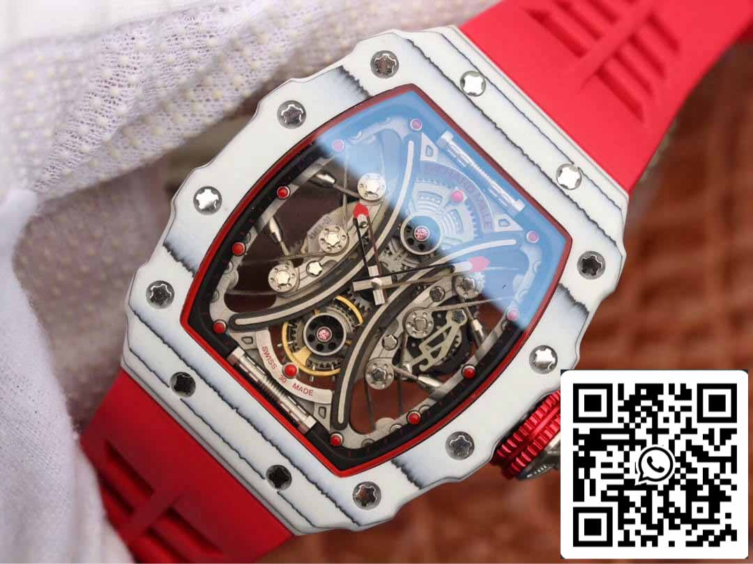 Richard Mille RM53-01 1:1 Mejor Edición KV Factory TPT Fibra de Carbono Correa Roja