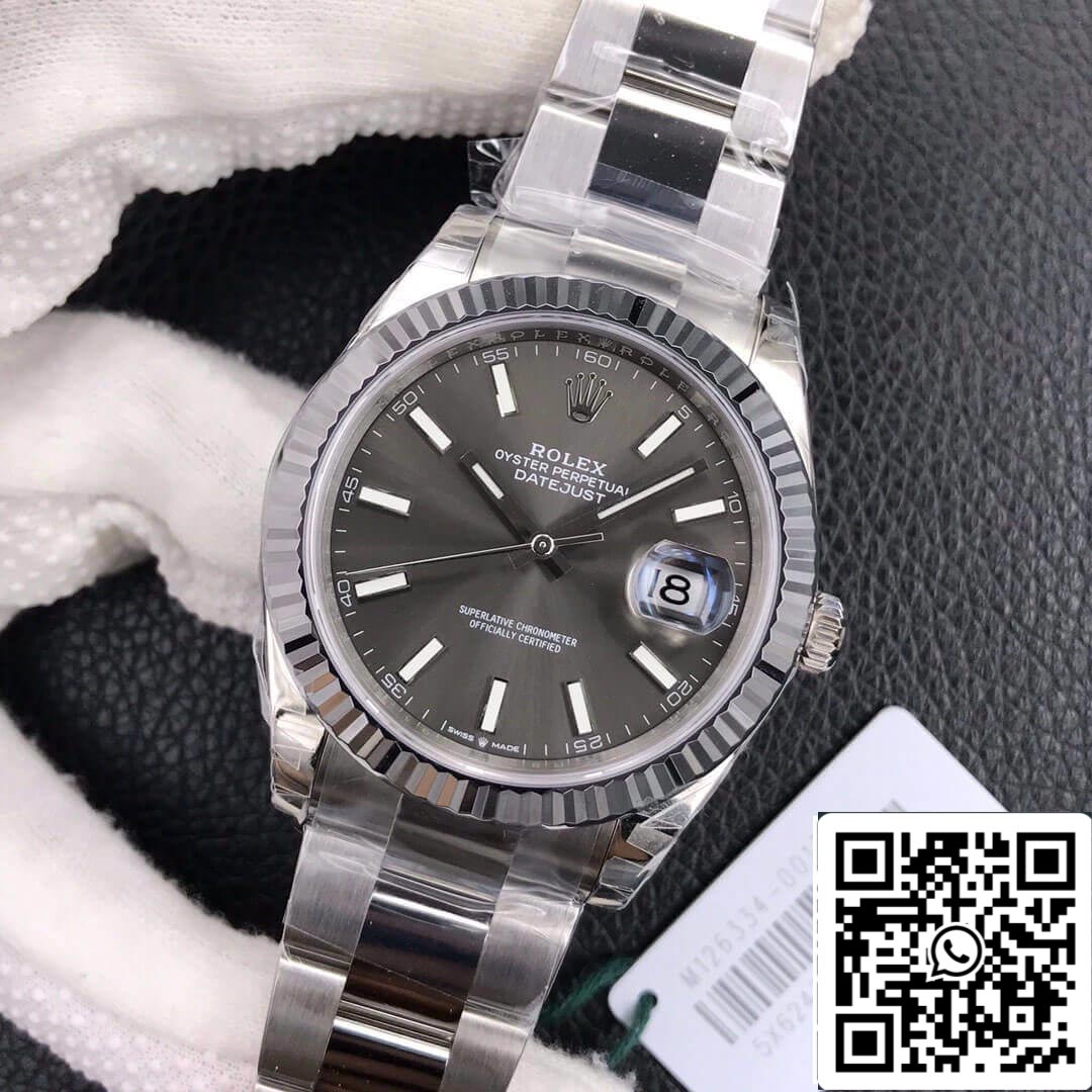 Rolex Datejust M126334-0013 41 mm Correa Oyster VS Esfera gris de fábrica