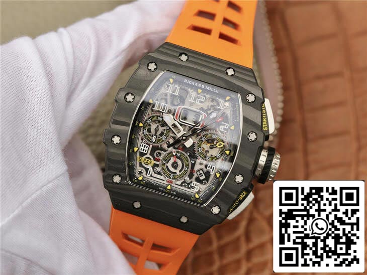 Richard Mille RM11-03 1:1 Best Edition KV Factory cinturino arancione in fibra di carbonio