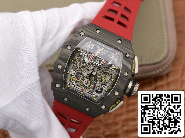 Richard Mille RM11-03 1:1 Best Edition KV Factory cinturino rosso in fibra di carbonio