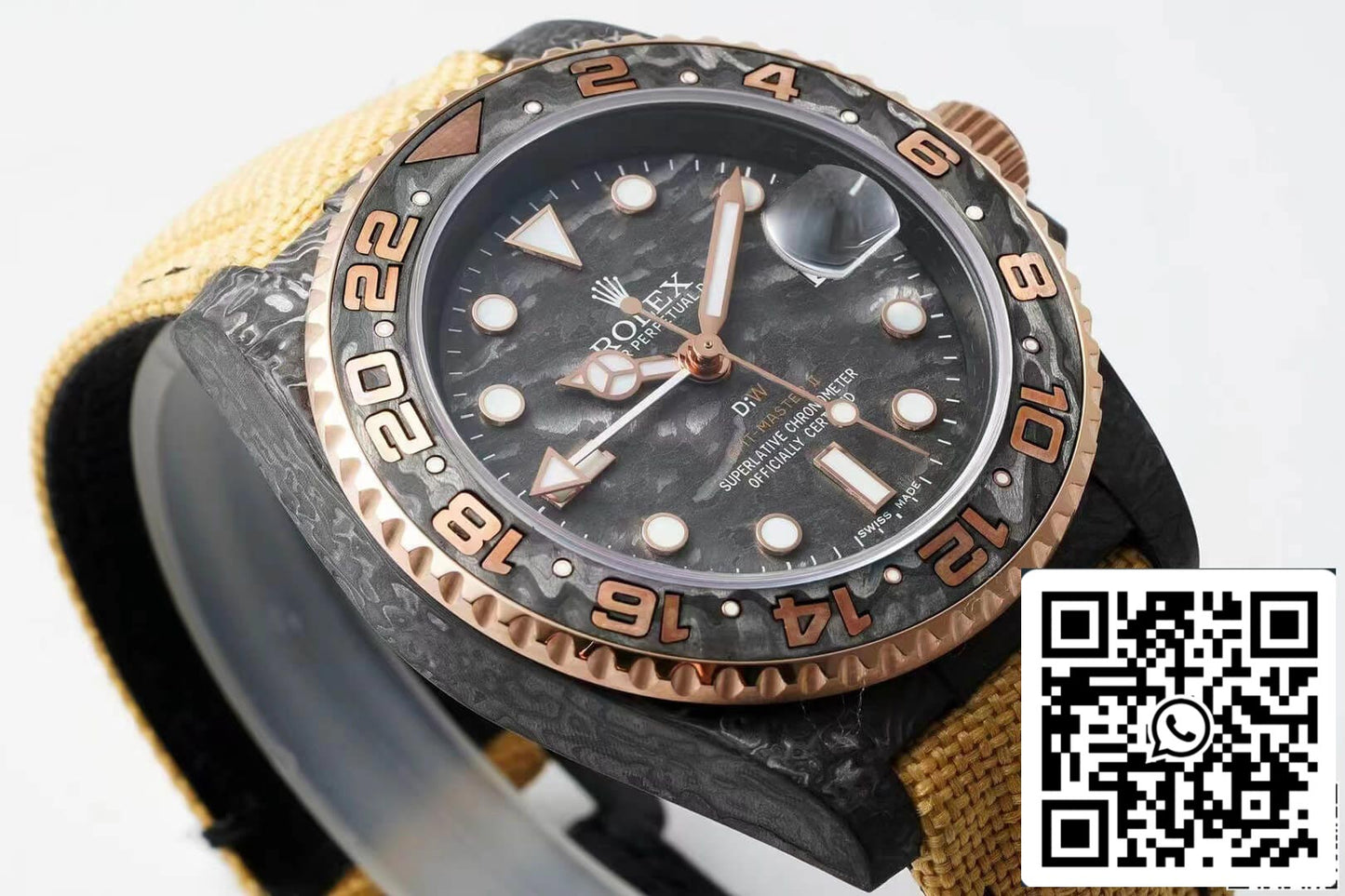 Rolex GMT-MASTER II Diw 1:1 Mejor edición Correa de tela marrón