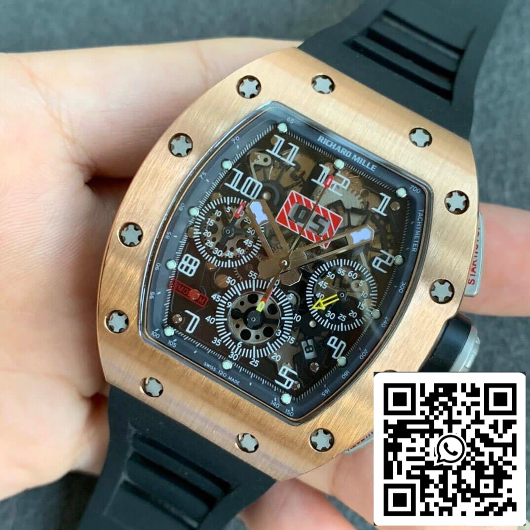 Richard Mille RM11 1:1 Mejor edición KV Factory Correa negra en oro rosa