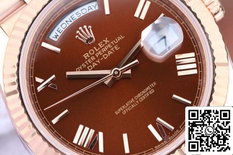 Rolex Day-Date 40mm 228235 EW Factory 1:1 Mejor Edición Suizo ETA3255 Esfera Marrón