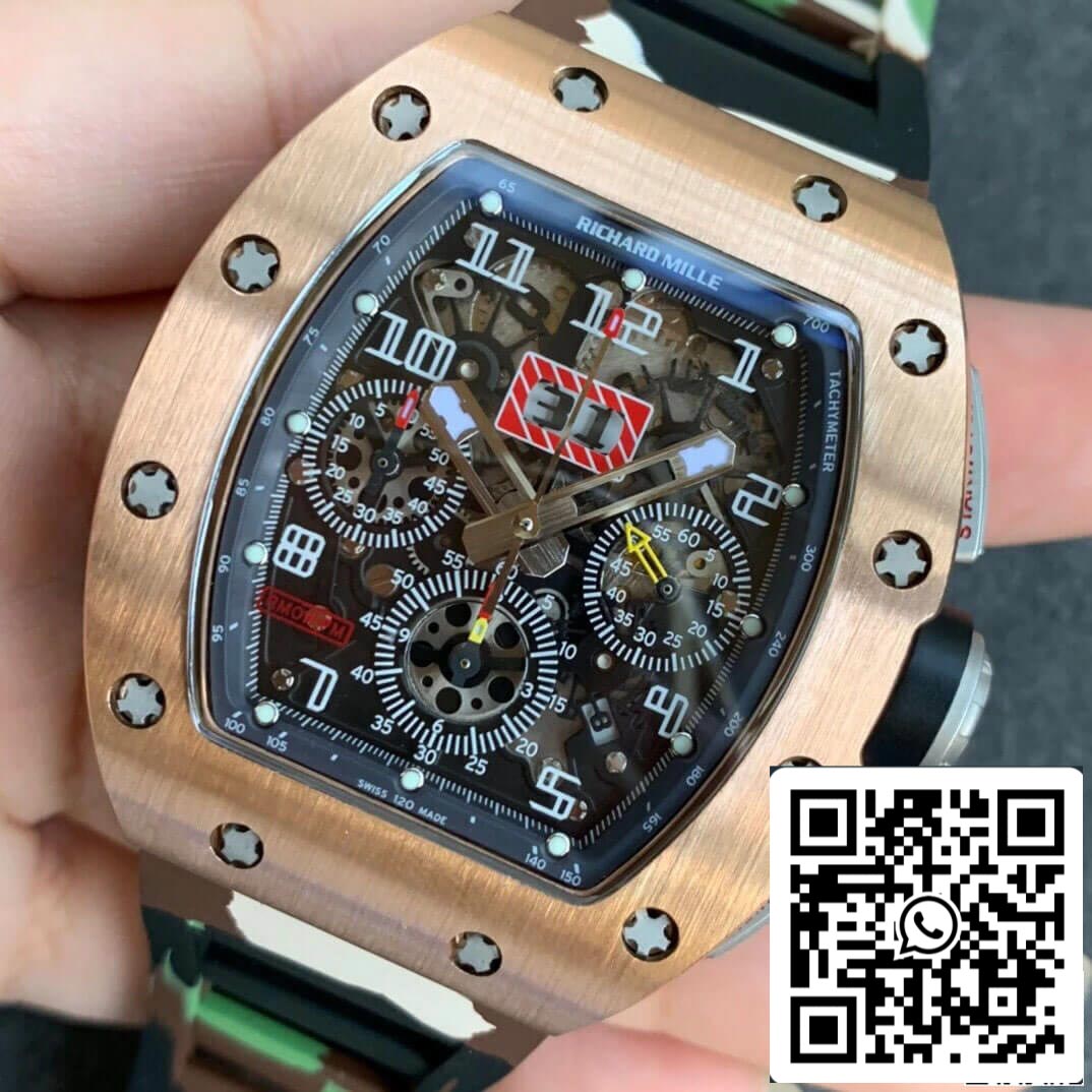 Richard Mille RM11 1:1 Mejor edición KV Factory Correa de camuflaje en oro rosa