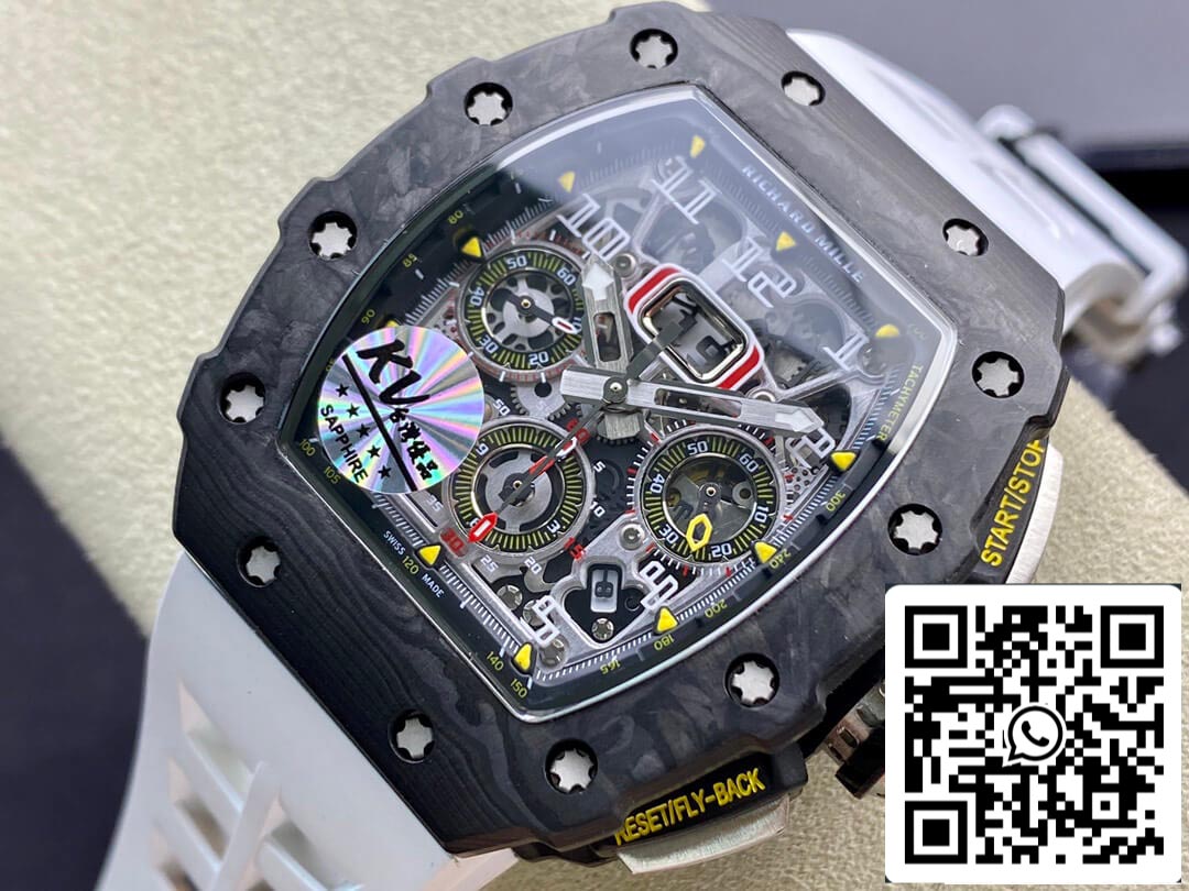 Richard Mille RM011-03 Cinturino bianco in fibra di carbonio KV Factory 1: 1 della migliore edizione