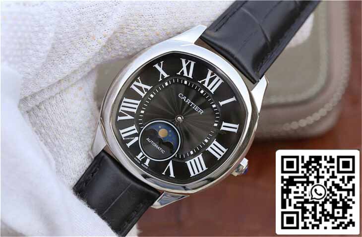 Drive De Cartier Moonphase WGNM0009 1:1 Mejor Edición Acero Inoxidable Esfera Negra