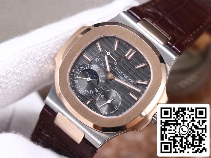 Patek Philippe Nautilus 5712GR-001 Cintura in pelle oro rosa PF Factory 1:1 Best Edition