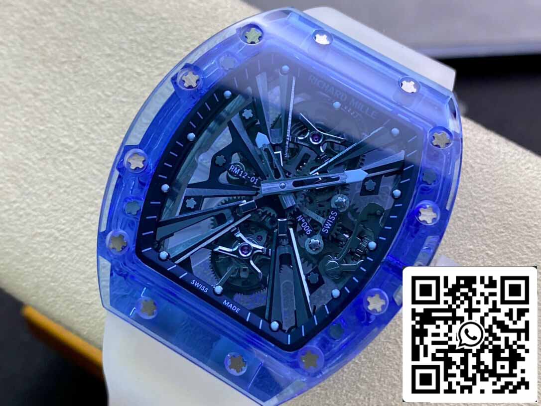 Richard Mille RM12-01 1:1 Best Edition RM Factory Tourbillon Sapphire Versione trasparente