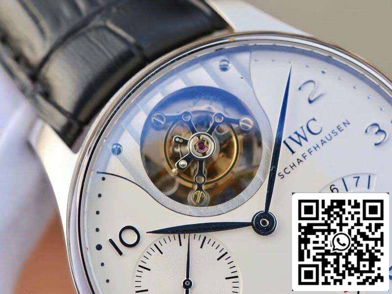 IWC Portuguese IW504202 Real Tourbillon 1:1 Best Edition White Dial On Black Leather Strap Swiss ETA Tourbillon