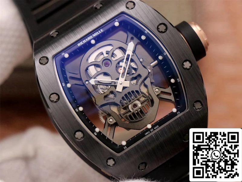 Richard Mille RM052-01 Movimento svizzero con quadrante teschio grigio in ceramica nera della migliore edizione 1: 1 ZF Factory