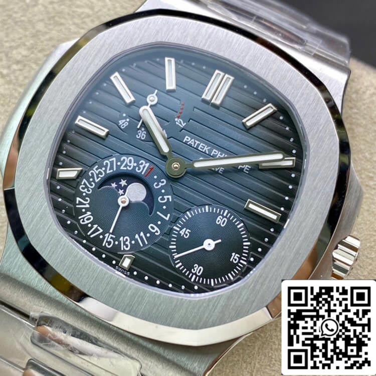 Patek Philippe Nautilus 5712/1A-001 40MM 1:1 Mejor edición PPF Factory Correa de acero inoxidable con esfera azul oscuro