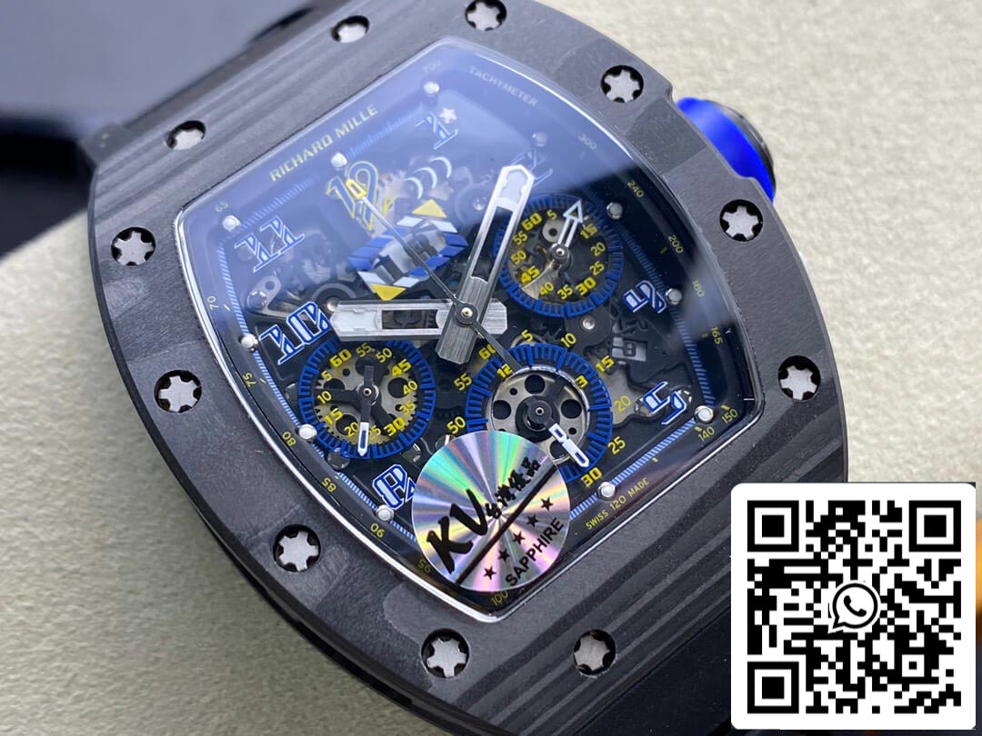 Richard Mille RM-011 1:1 Mejor Edición KV Factory Fibra de Carbono