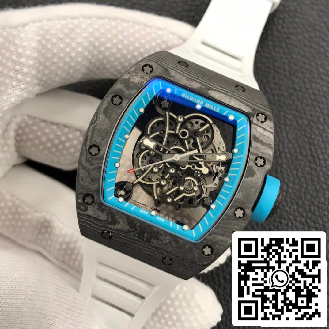 Richard Mille RM055 1:1 Mejor edición ZF Factory Esfera esqueleto de fibra de carbono