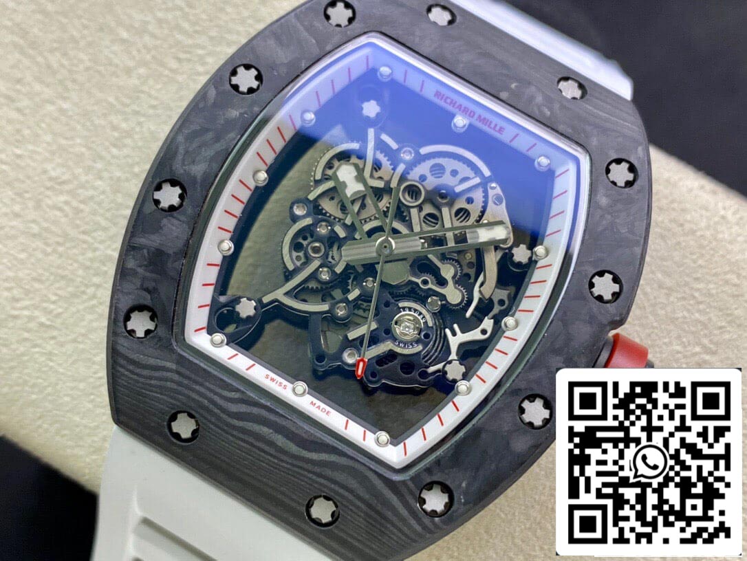 Richard Mille RM055 1:1 Best Edition KV Factory V2 Correa de caucho blanca