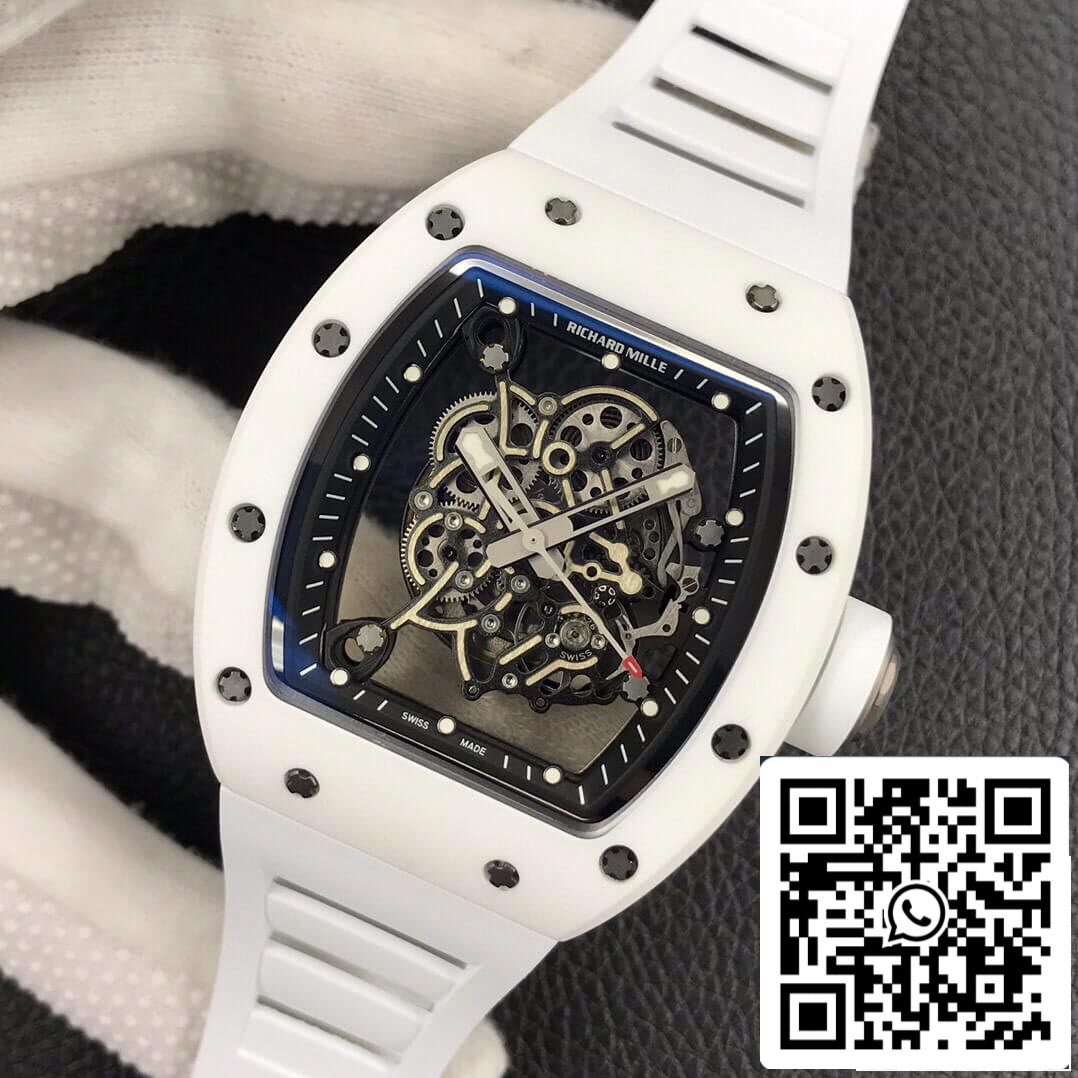 Richard Mille RM055 1:1 Best Edition ZF Factory in ceramica bianca