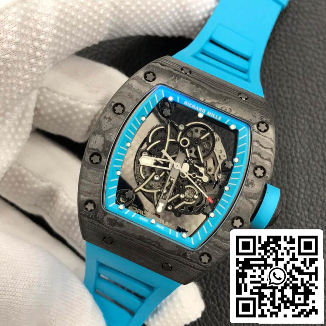 Richard Mille RM055 1: 1 Best Edition ZF Factory cinturino in caucciù blu