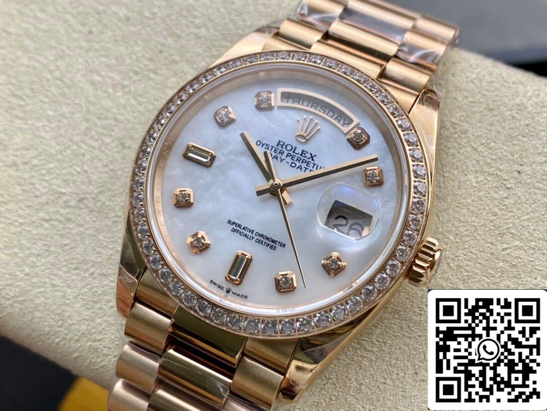 Rolex Day Date 128238 1:1 Mejor edición EW Factory V2 Bisel engastado con diamantes