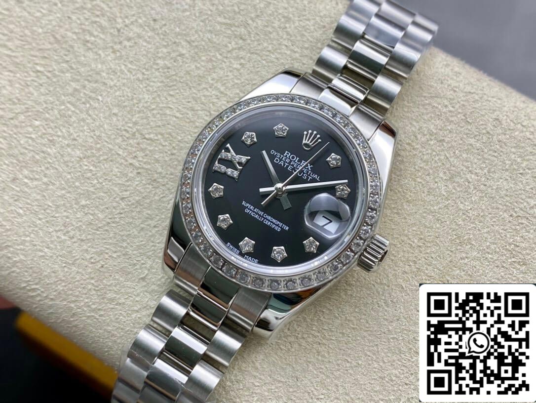 Rolex Datejust 28MM 1:1 Mejor edición BP Factory Conjunto de diamantes Esfera negra