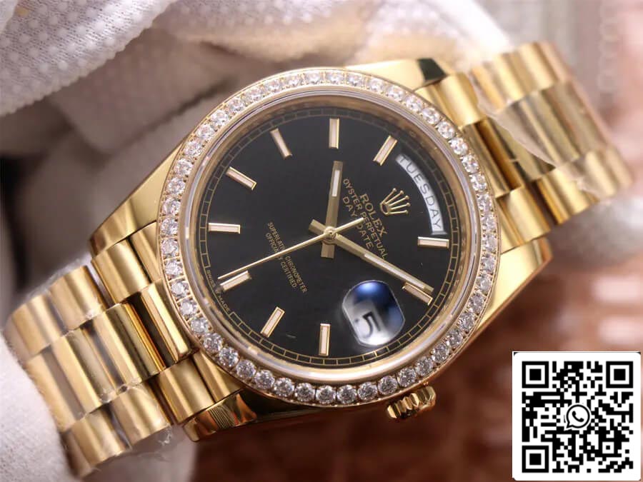 Rolex Day Date 40MM 1:1 Best Edition EW Factory Yellow Gold Black Dial