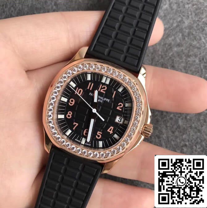 Patek Philippe Aquanaut 1:1 Mejor Edición PPF Factory Diamante Oro Rosa Esfera Negra