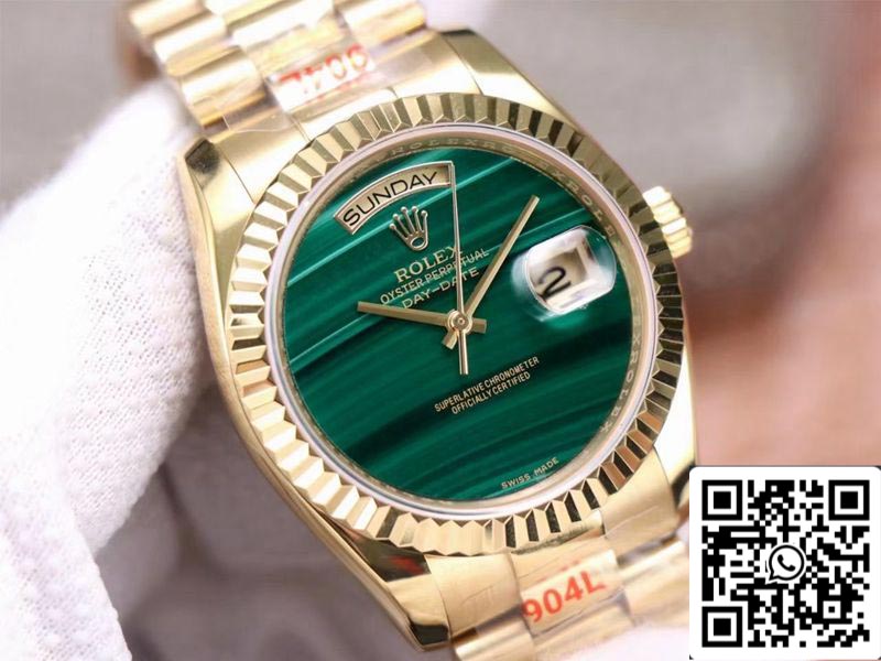 Rolex Day Date President 18238 1:1 Mejor Edición Malaquita Esfera Verde Movimiento Suizo