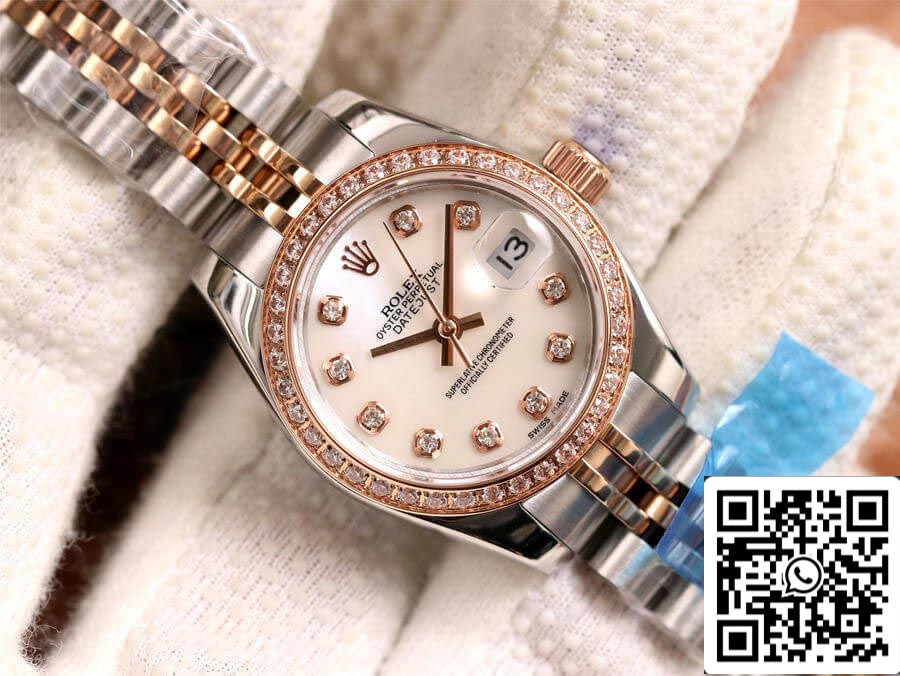 Rolex Datejust 28MM 1:1 Mejor edición BP Factory con esfera blanca engastada con diamantes