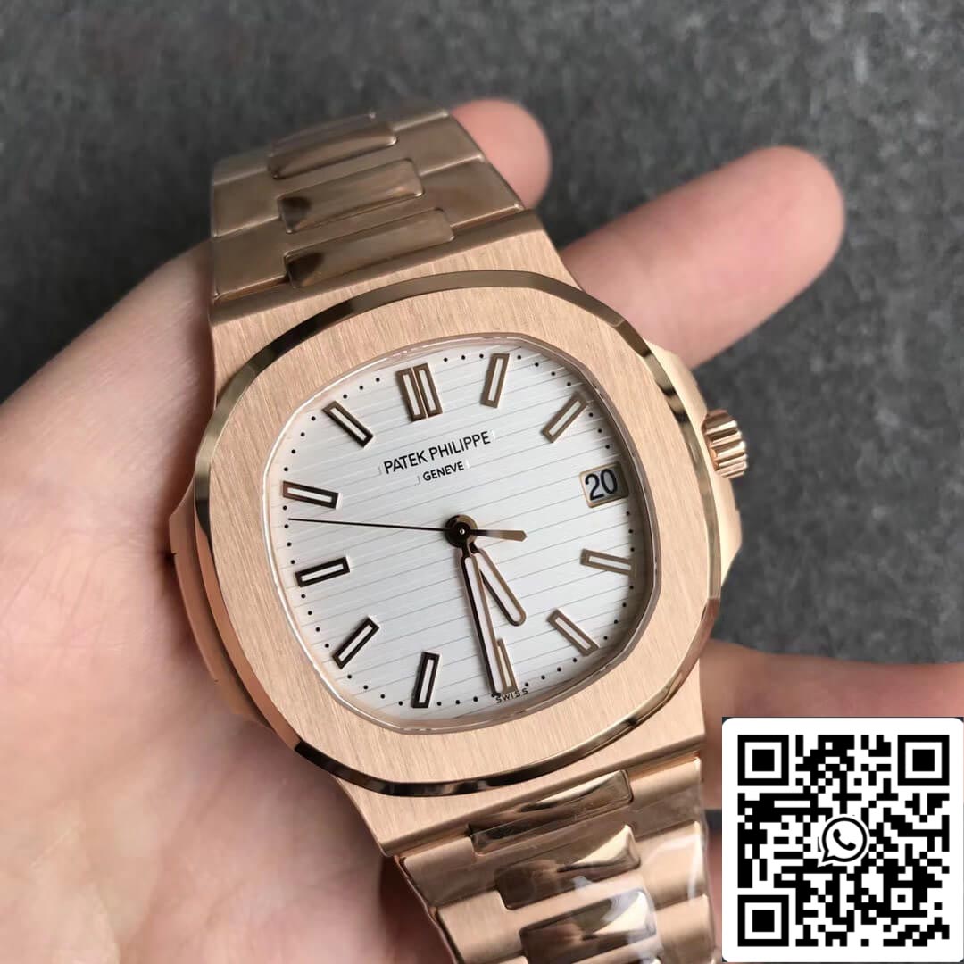 Patek Philippe Nautilus 5711/1R-001 1:1 Mejor edición PPF Factory V4 Oro rosa Esfera blanca Suizo ETA324