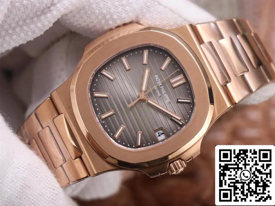 Patek Philippe Nautilus 5711/1R-001 1:1 Mejor Edición PPF Factory V4 Oro Rosa Esfera Marrón Suizo ETA324