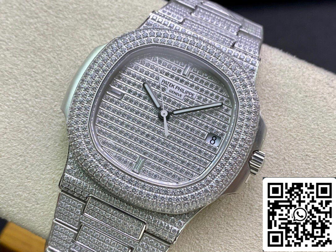 Patek Philippe Nautilus 5719/10G-010 1:1 Miglior Edizione PPF Factory V4 Argento Diamante Svizzero ETA324