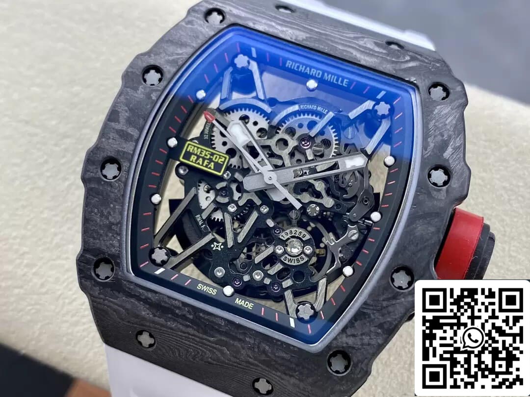 Richard Mille RM35-02 1: 1 Best Edition T + cinturino bianco in fibra di carbonio di fabbrica