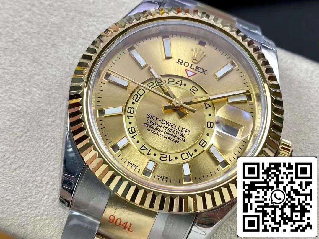 Rolex Sky Dweller M326933-0001 V2 Mejor edición 1:1 Noob Factory esfera champán